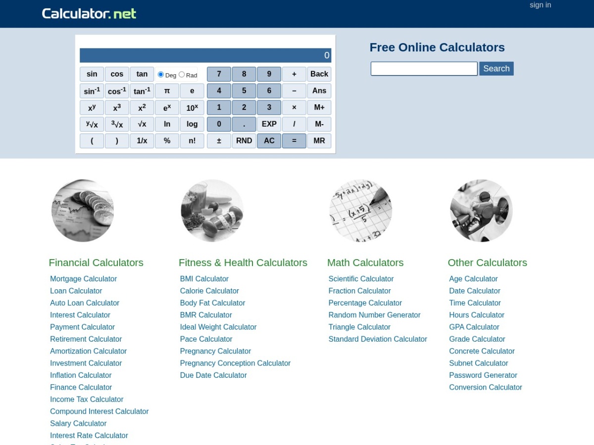 calculator.net screenshot