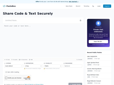 pastebox.io screenshot
