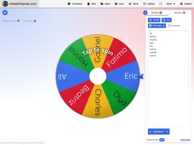 wheelofnames.com screenshot